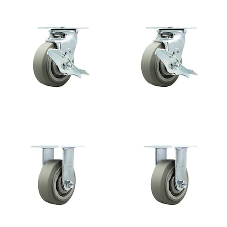 Service Caster Tool Box Caster Wheel Set 5'' Thermoplastic Rubber Swivel Casters, 4PK TOOL-SCC-30CS520-TPRBF-TLB-2-R-2